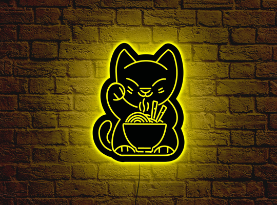Maneki Neko Led, Ramen Neon Sign, Light, Maneki Lucky Cat Anime Led Sign