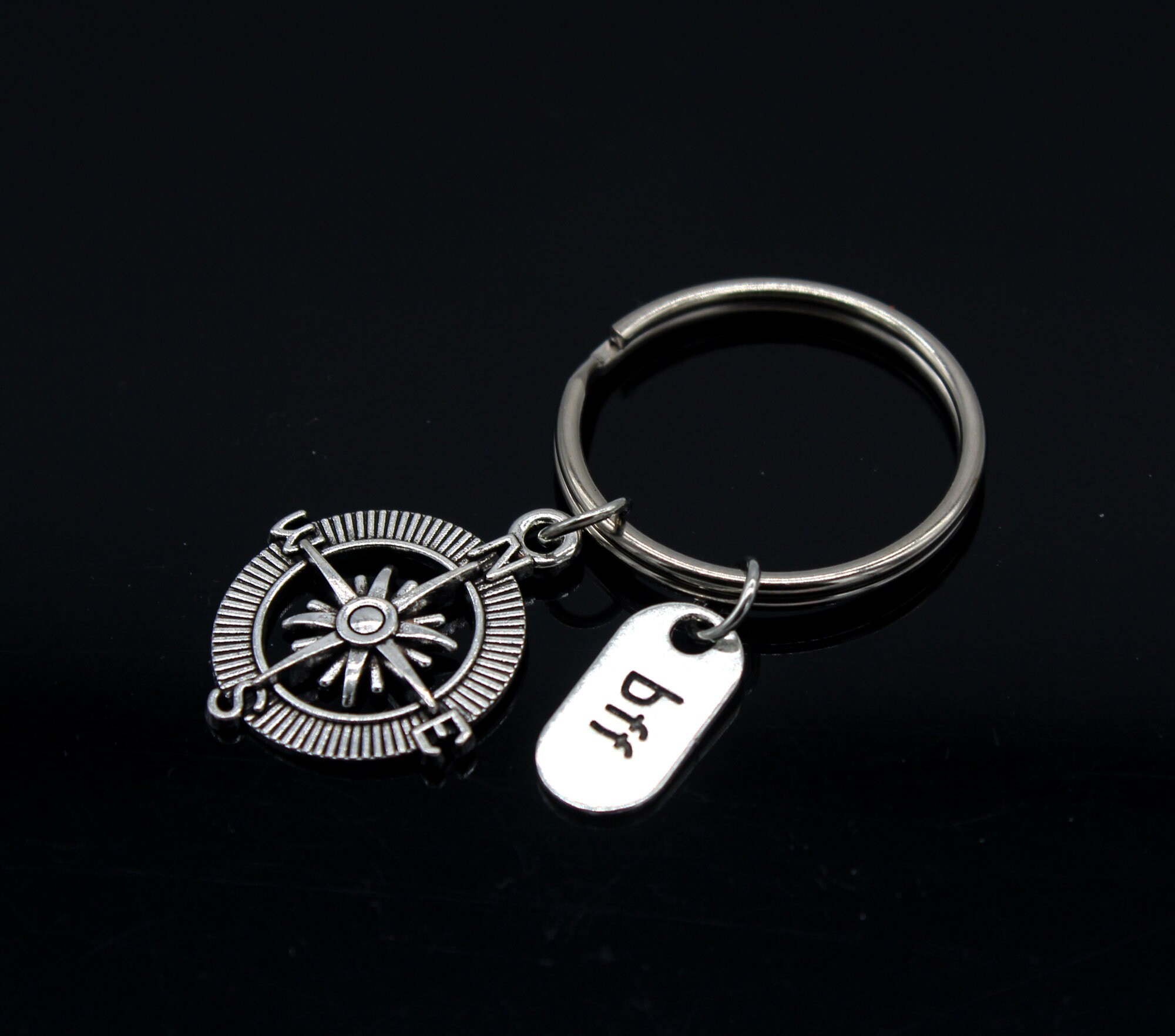 Bff Keychain.best Friend Keychain, Keychain.compass Keychain, Alloy Keychain, Birthday Gift.travel Keychian.personalized Gift