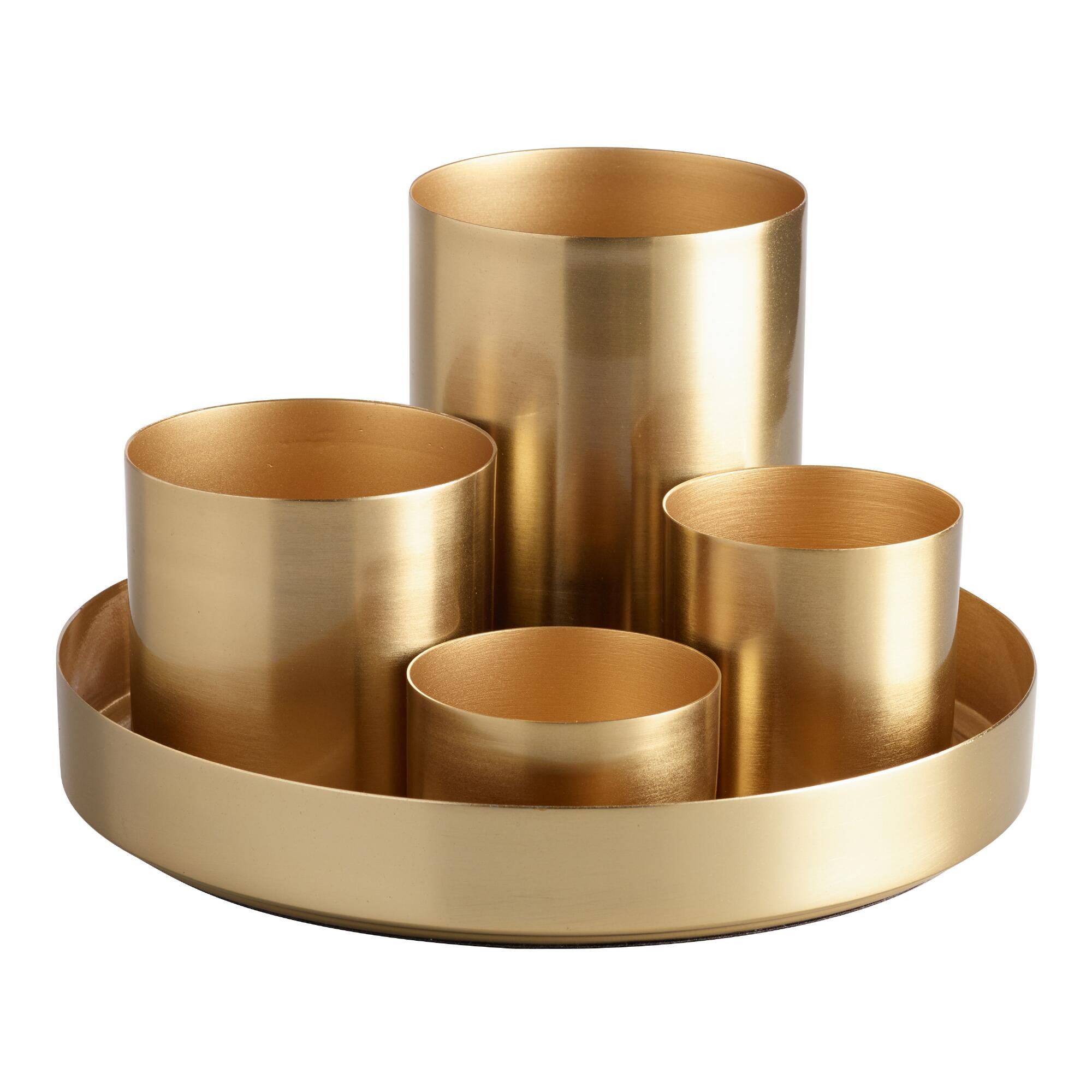 Gold 4 Cup Kiara Desk Organizer with Tray by World Market