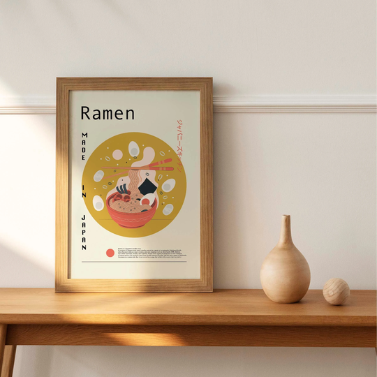 Japanese Food Poster, Ramen Modern Kitchen Decor, Illustration, Japanese, Food, Chef Print, Exhibition Retro Wall Art