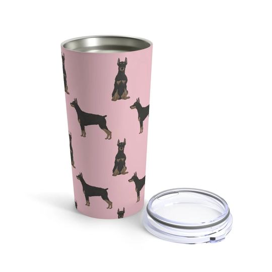 Doberman Pinscher Travel Mug, Dog Stainless Steel Coffee Tumbler, Insulated Mug Cup Bottle, Personalized Custom Mom Gift