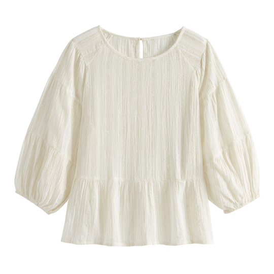 Ivory And Gold Stripe Christina Top: White - Large by World Market