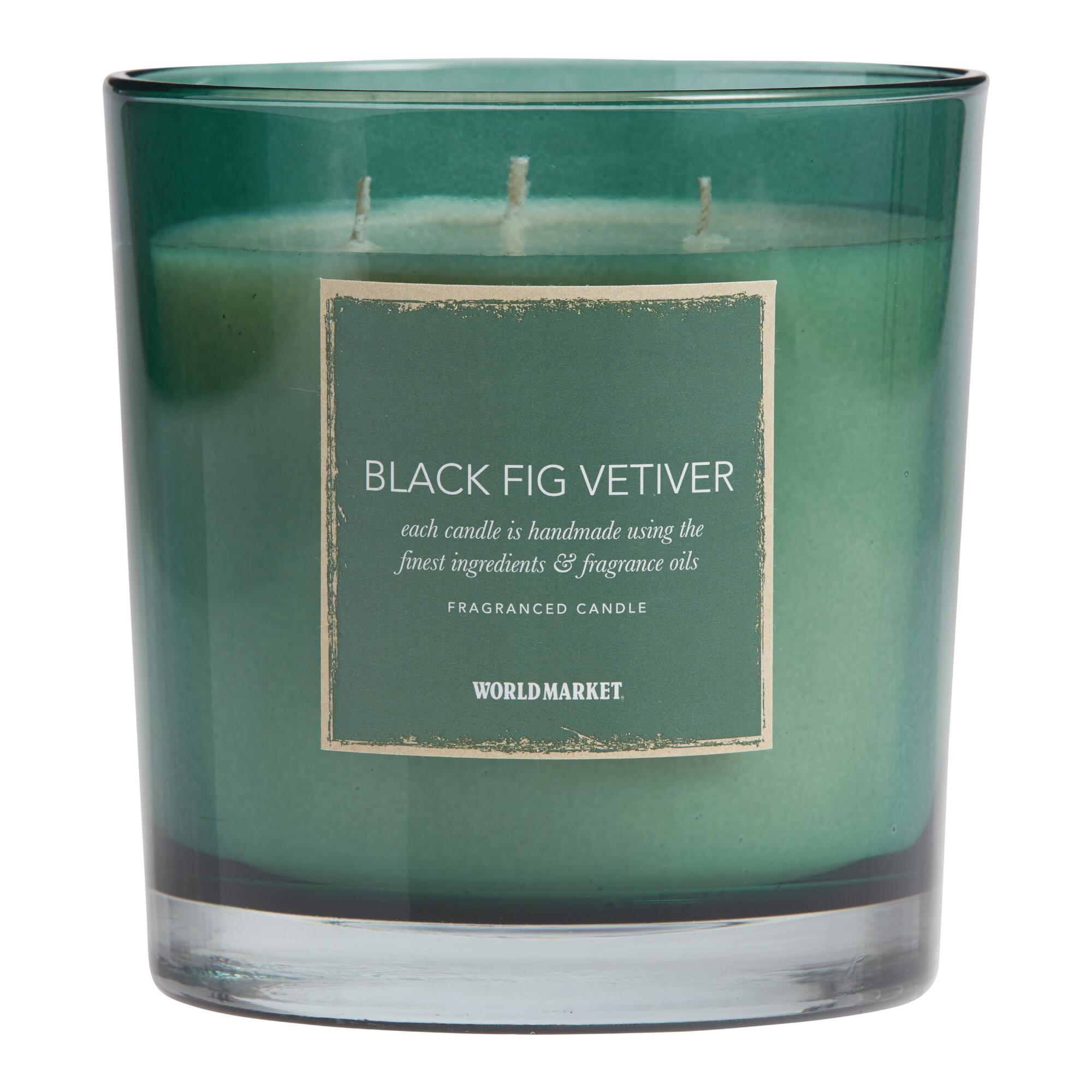 Black Fig Vetiver Scented Candle: Green - Scented Wax by World Market