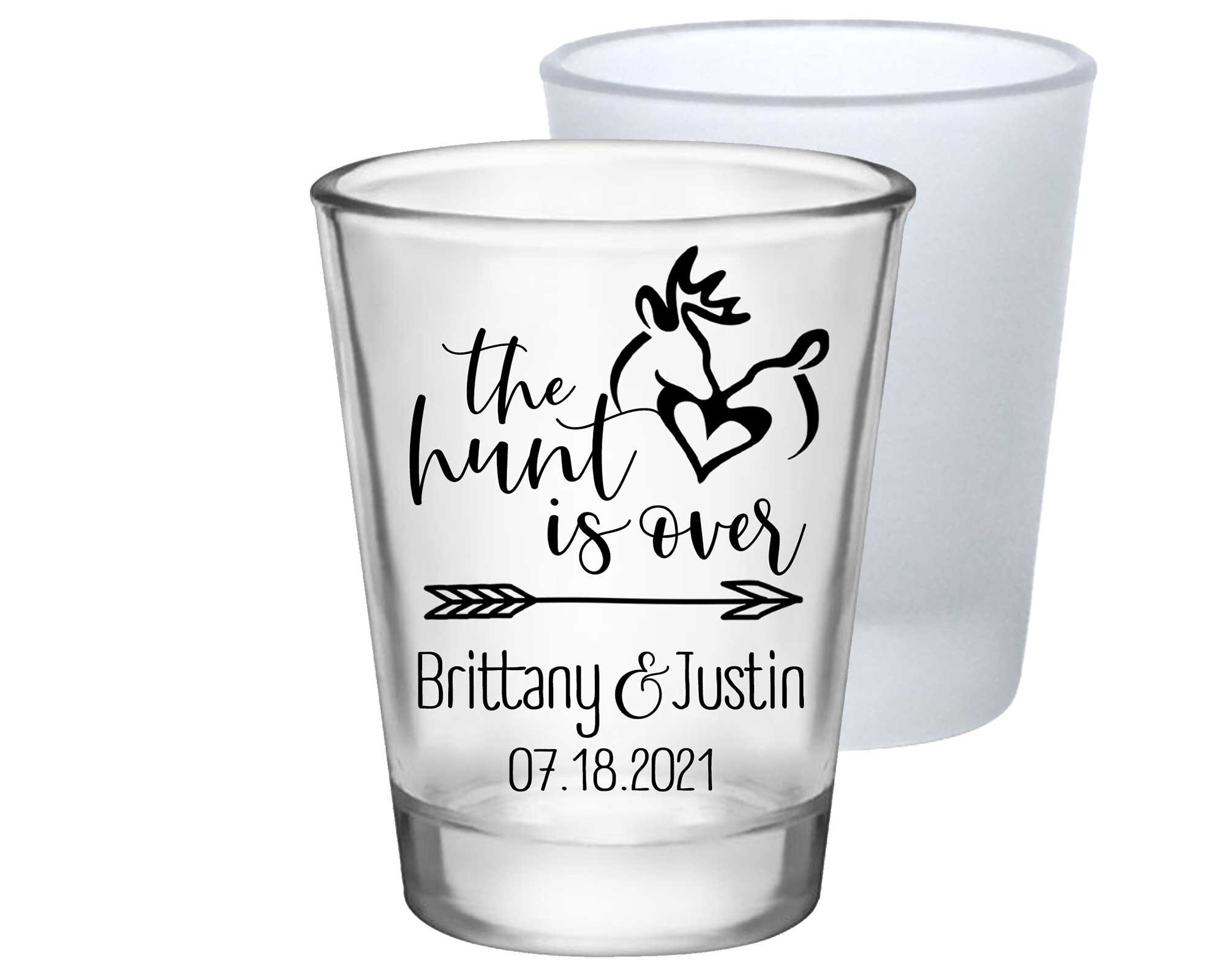 Country Wedding Shot Glasses Rustic Favors Clear Or Frosted Barn Party Gifts For Guests The Hunt Is Over 2A