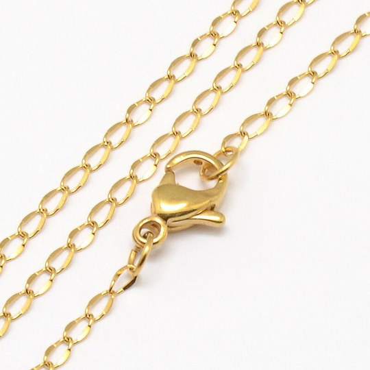1 Gold Twisted Chain With Lobster Clasps, Trendy Men's, Stainless Steel 17.7"(44.9cm, 3x2x1mm, Ch9010