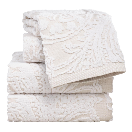 Ivory Linen Blend Paisley Alexandra Towel Collection by World Market