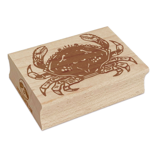 Dungeness Crab Seafood Crustacean Rectangle Rubber Stamp For Stamping Crafting