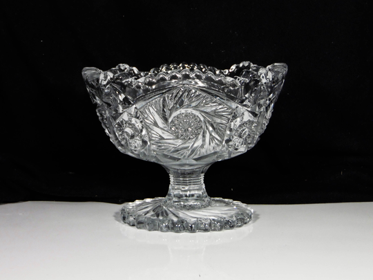 Early American Pressed Glass Low Compote U S Company Artcut Line | Omn Ca 1913