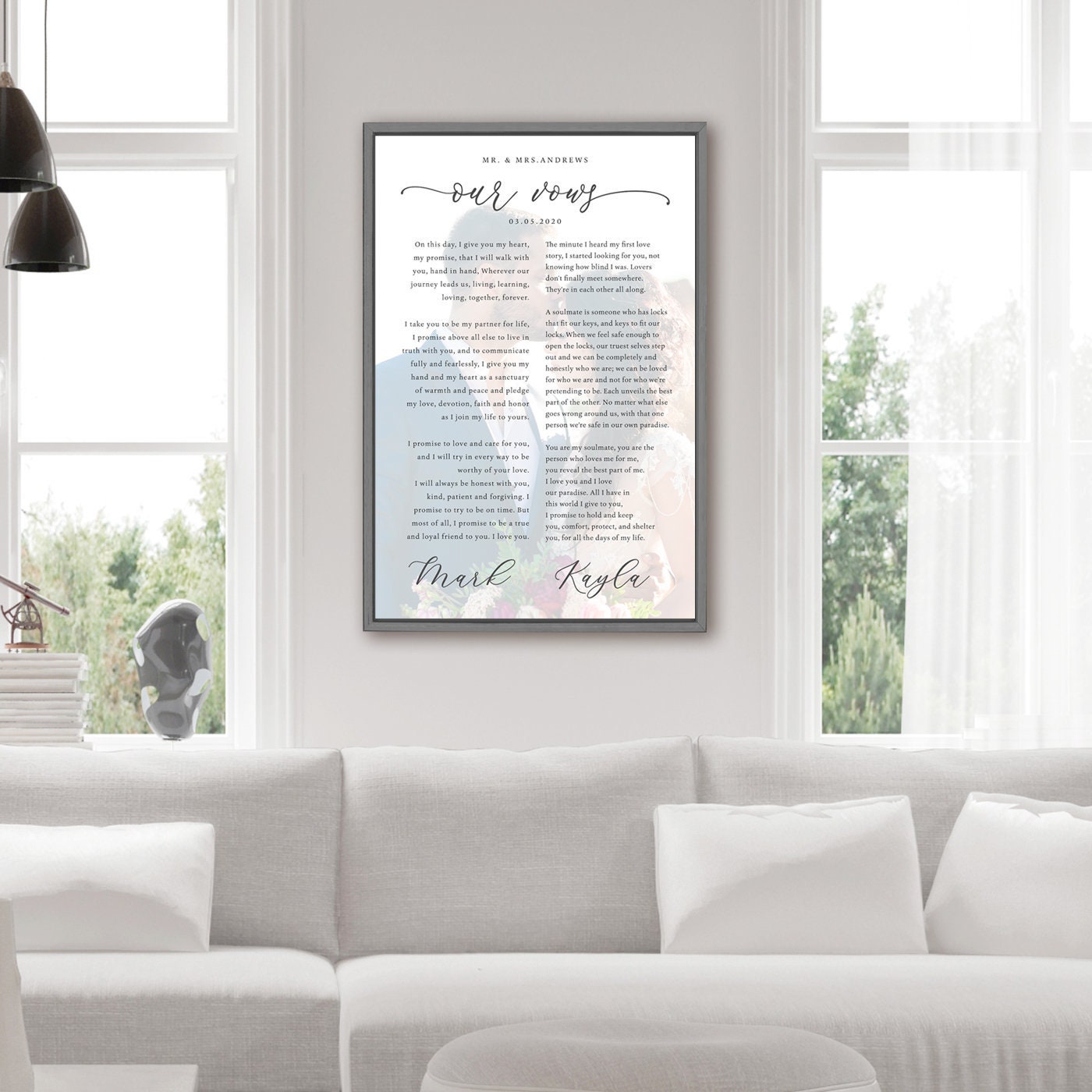 Custom Wedding Vows Canvas, Framed, Master Bedroom Above Bed Signs, First Dance Song Lyrics Wall Art, His & Hers Gift