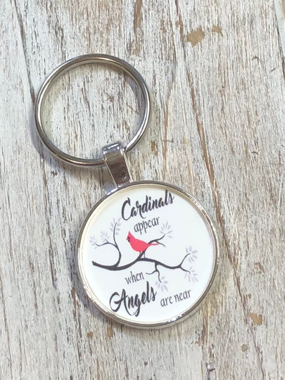 Cardinal Memorial Keychain Red Bird Cardinals Appear When Angels Are Near