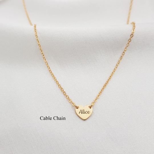 Heart Pendant Personalized Tiny Necklace With Engraving For Women Cha