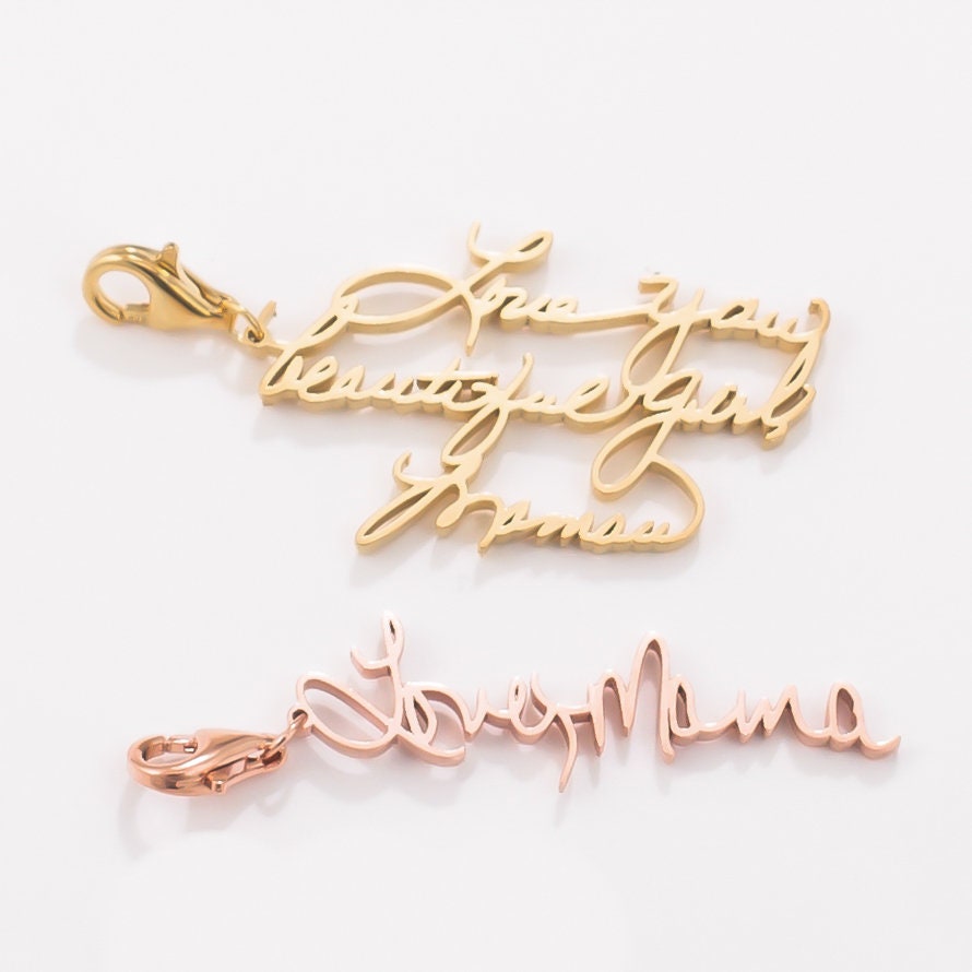 Actual Handwriting Charm Signature Custom Jewelry Personalized Planner Memorial Wedding Bouquet Ch01