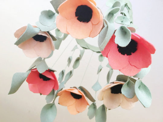 Custom Baby Mobile || Nursery Anemone Floral Flower Felt Boho