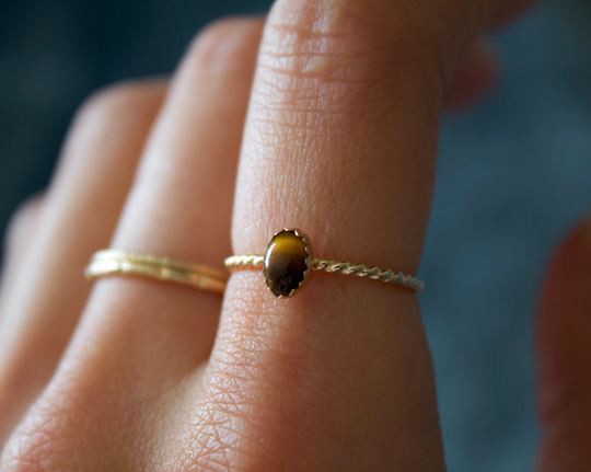 Tigers Eye Ring/ Minimalist Ring/14K Gold Filled Stacking Tigers Eye Ring/Stackable/ Dainty/ Gold Filled Rings/ Tiger Ring