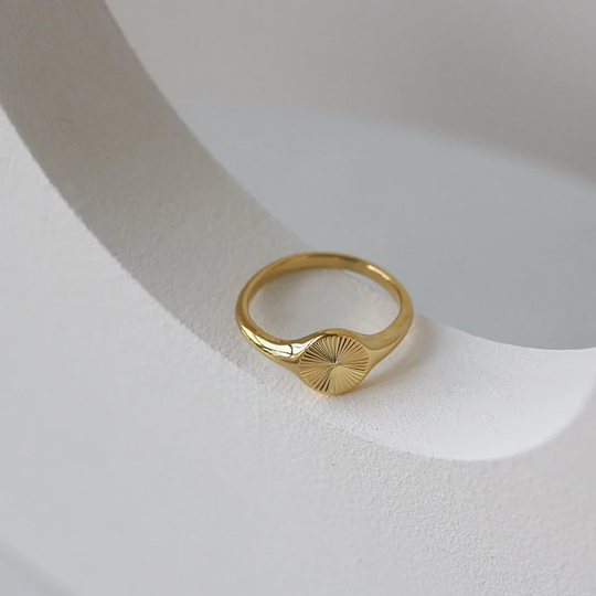 18K Gold Filled Sun Signet Ring, Star Signet Chunky Gold Statement Minimalist Gift For Her