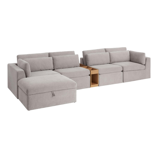 Gray Emmett 5 Piece Modular Sofa With Storage Table by World Market