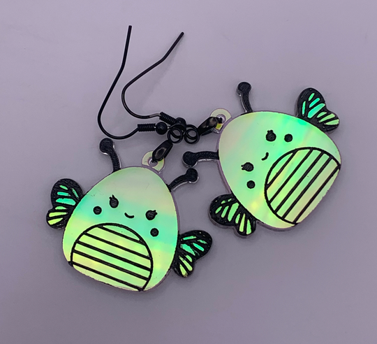 Squishmallow Butterfly Earrings, Iridescent Monarch Earrings