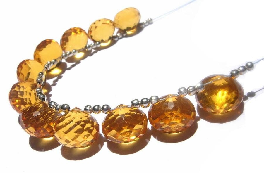 10 Pcs 10mm Citrine Quartz Faceted Onion Briolettes - Semiprecious Gemstone Beads Wire Wrapping Diy Jewelry Making Earrings Pair