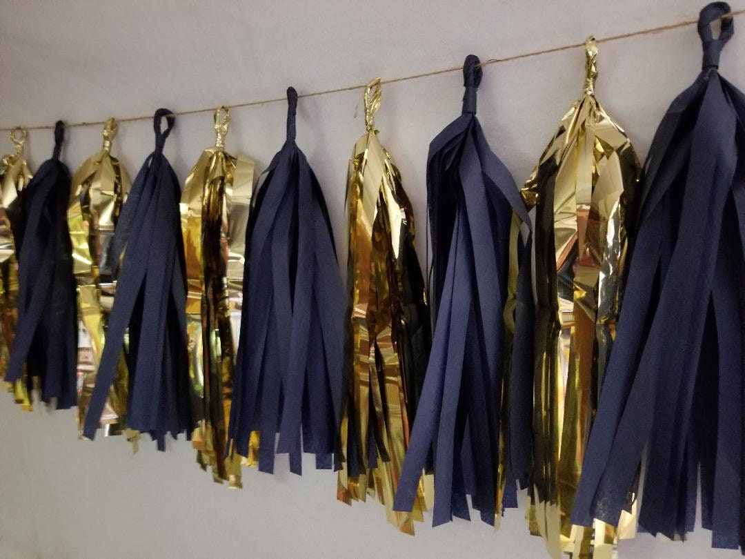 Only 14.50, 10 Tassel Los Angeles Rams La Tissue Paper Garland, Football Party Decorations, Navy Blue Gold, Banner