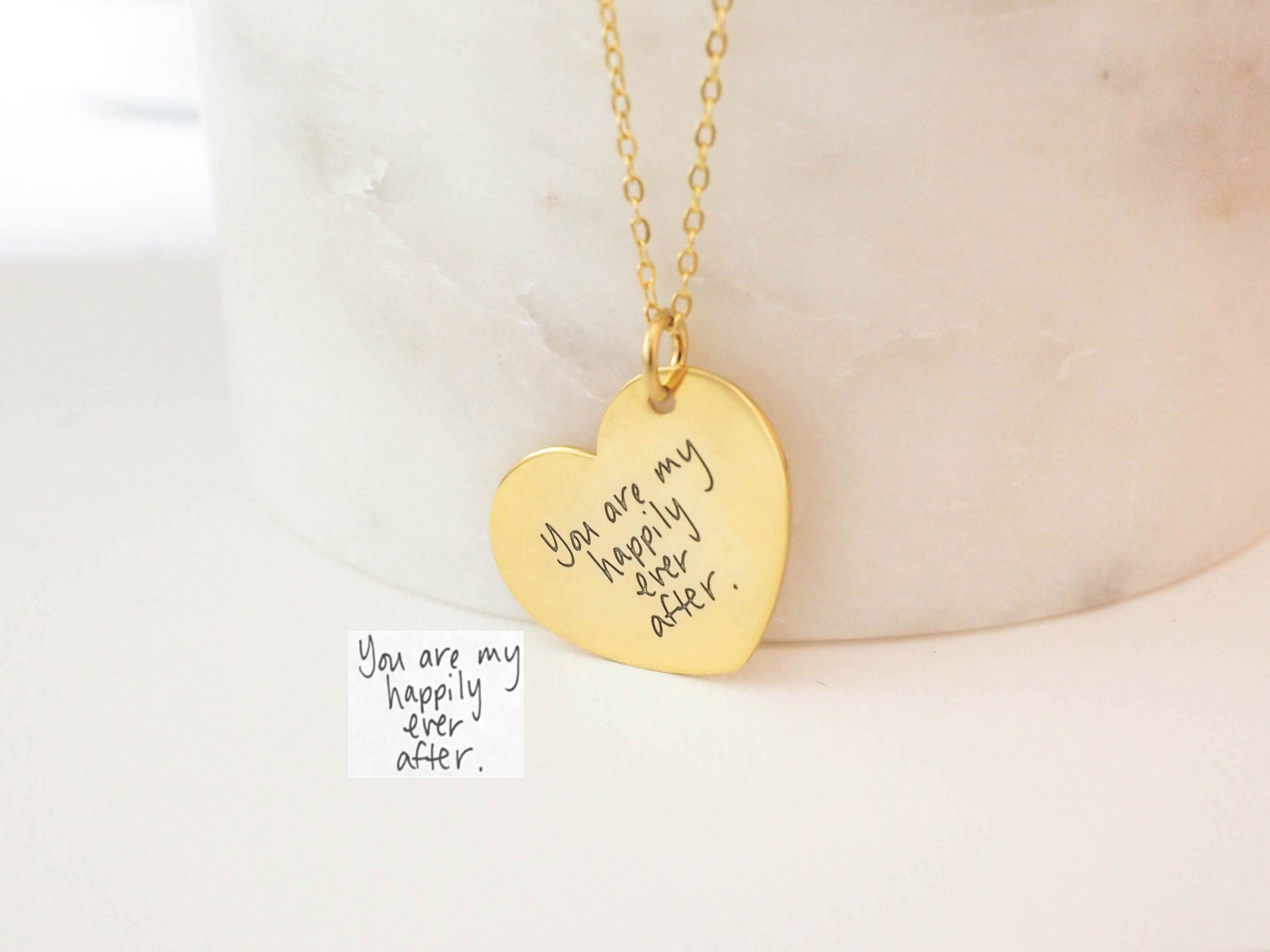 Handwriting Jewelry Memorial Heart Necklace Charm Signature Keepsake Mother Gifts Nm32