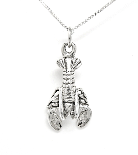 Lobster Sterling Silver Sea Life Seafood 3D Beach Pendant Charm Or Necklace 1833