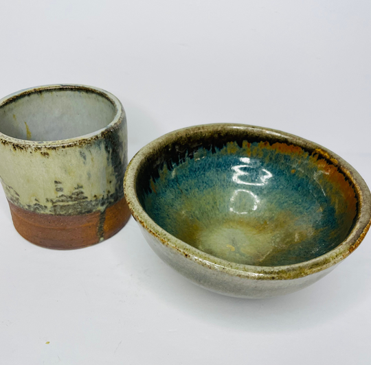 Studio Pottery Bowl & Tumbler. Stoneware Tumbler & Bowl. Rice Ramen Pho Chad Smith Vessels Functional Pottery