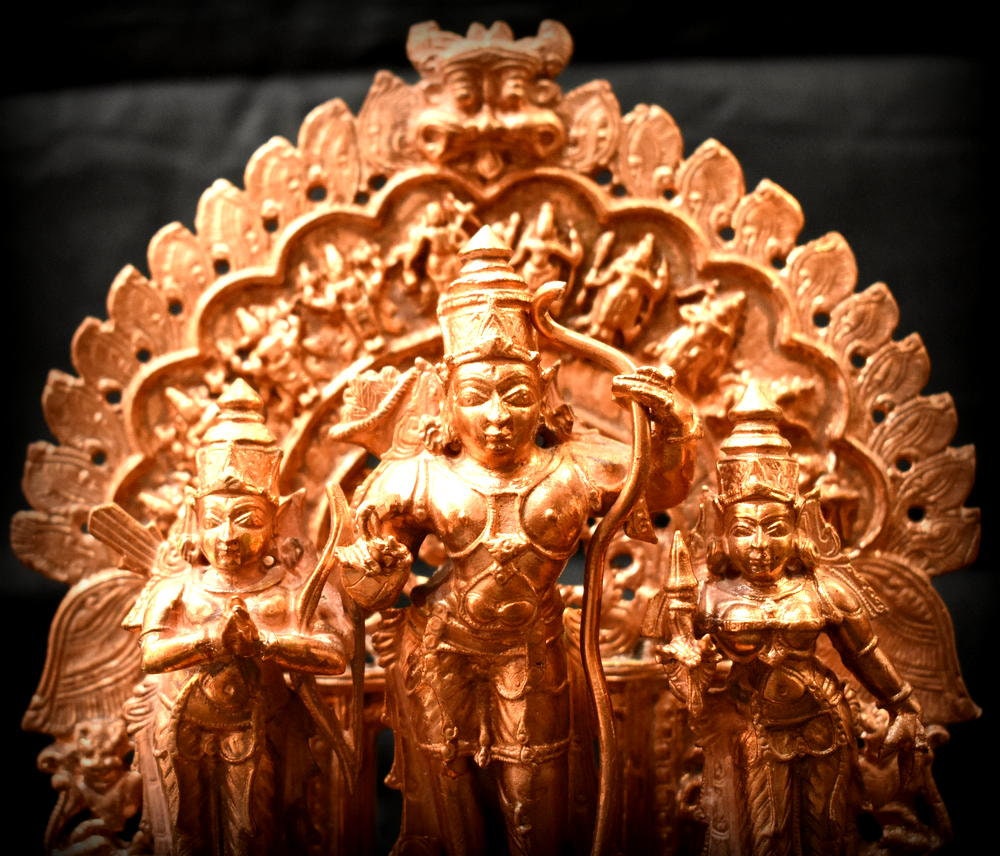 Ram Darbar in Pure Copper/Lord Rama With Goddess Sita , Brother Laxman & Lord Hanuman Dashavtara Prabhavali On Back Side