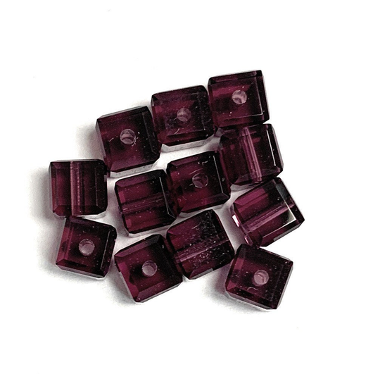 12 Pcs Swarovski® Crystal Amethyst Cube 4x4mm Beads 5601