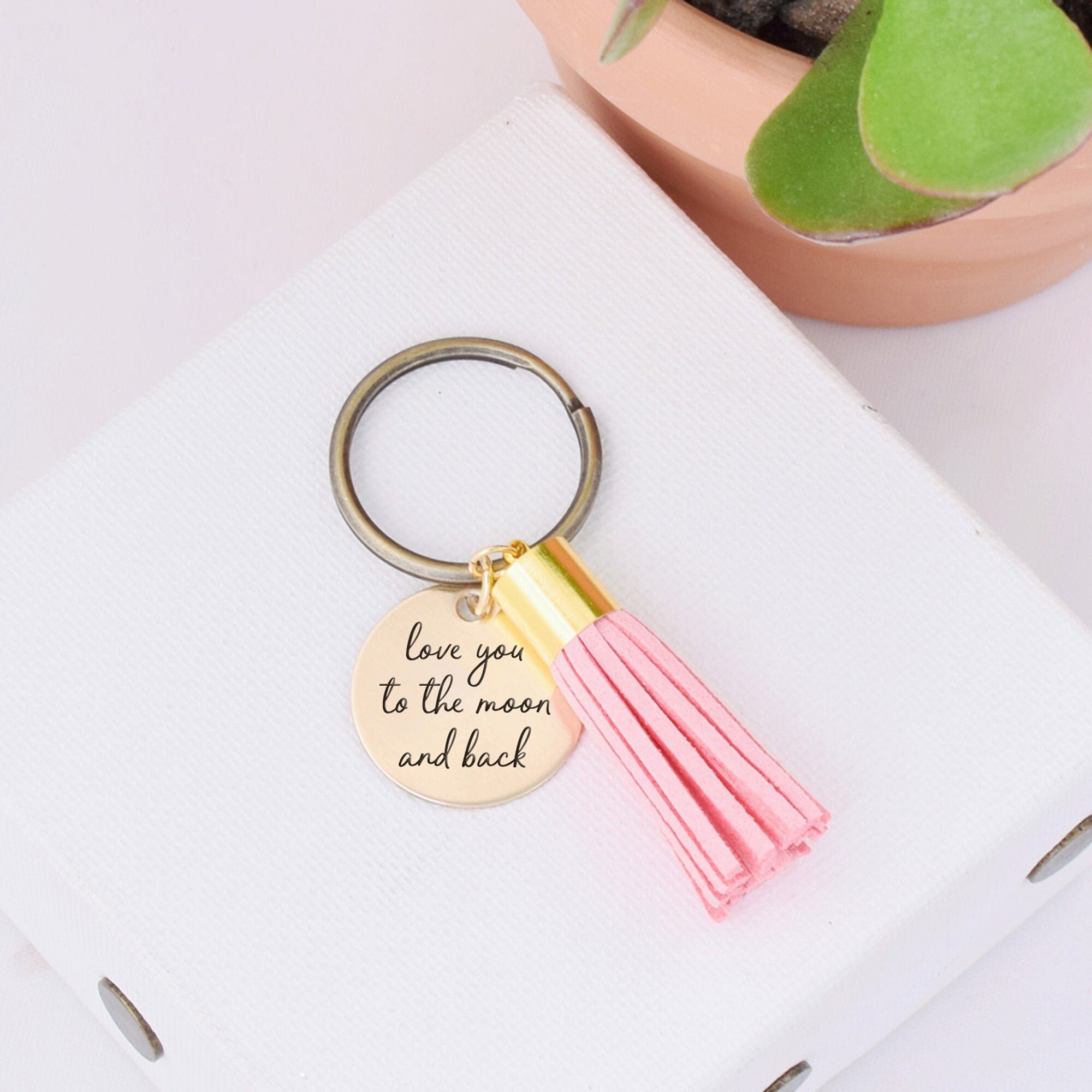 Love You To The Moon & Back Keychain, We Tassel I Gift, Keychai