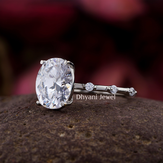 2.72 Ct Oval Cut Moissanite Ring, Handmade Sterling Silver Promise Engagement Wedding Gift For Her