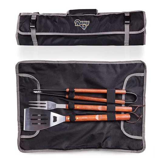 Picnic Time Los Angeles Rams 3-Piece Barbecue Tote Set, Black