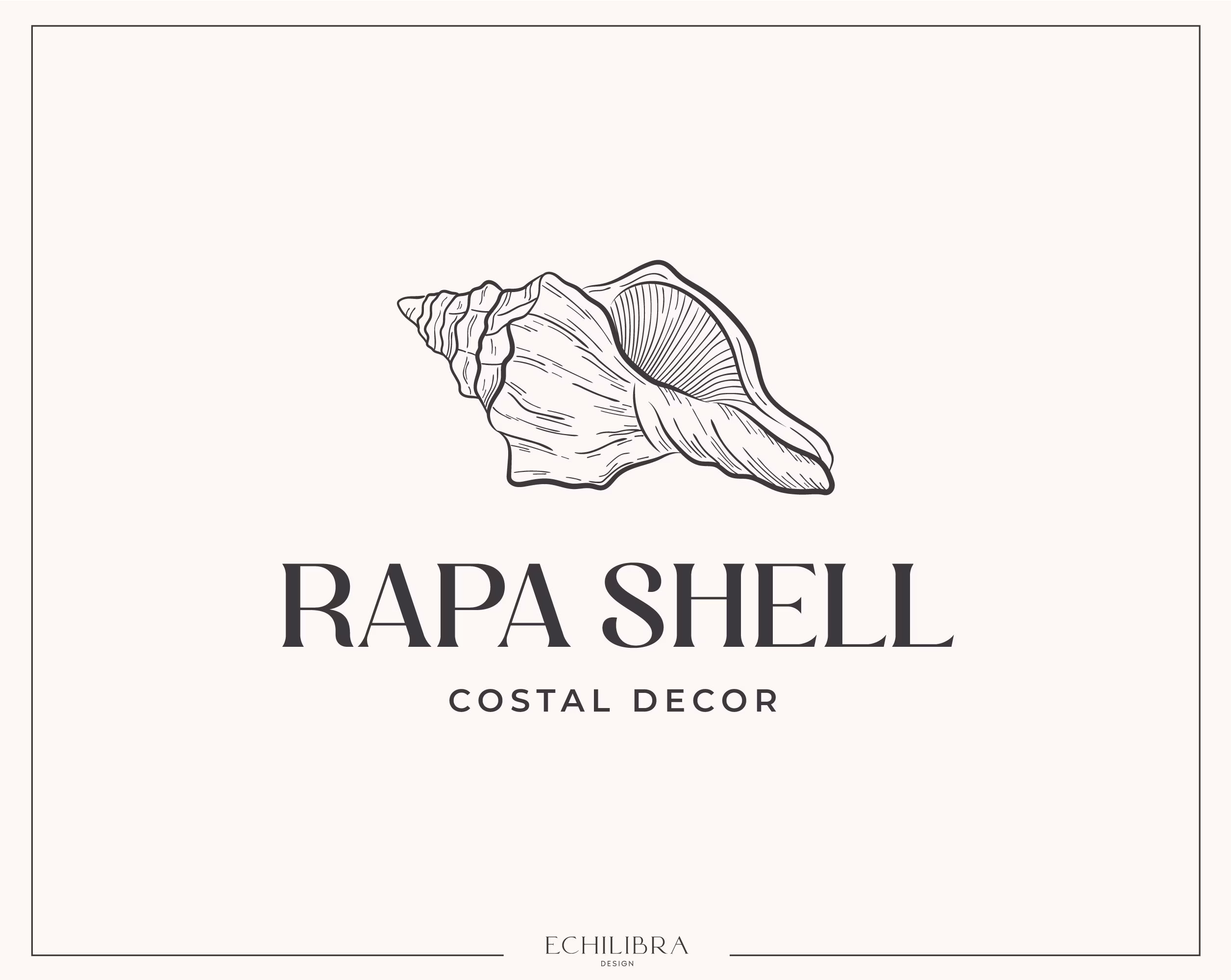 Pre-Made Seashell Logo, Coastal Logo Design, Rapa Shell Beach Nature