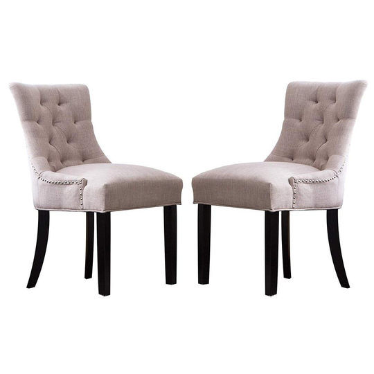 Clihome Set of 2 Dining Chair Contemporary/Modern Polyester/Polyester Blend Upholstered Dining Side Chair (Wood Frame) in Off-White | ZB-PH-011-2-CM
