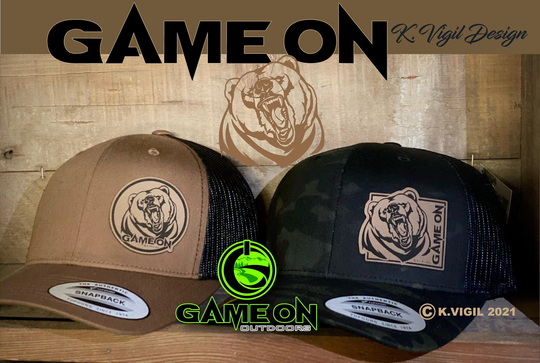 Grizzly Game On Snapback Hat Available in Grizzly Brown Or Black Multicam