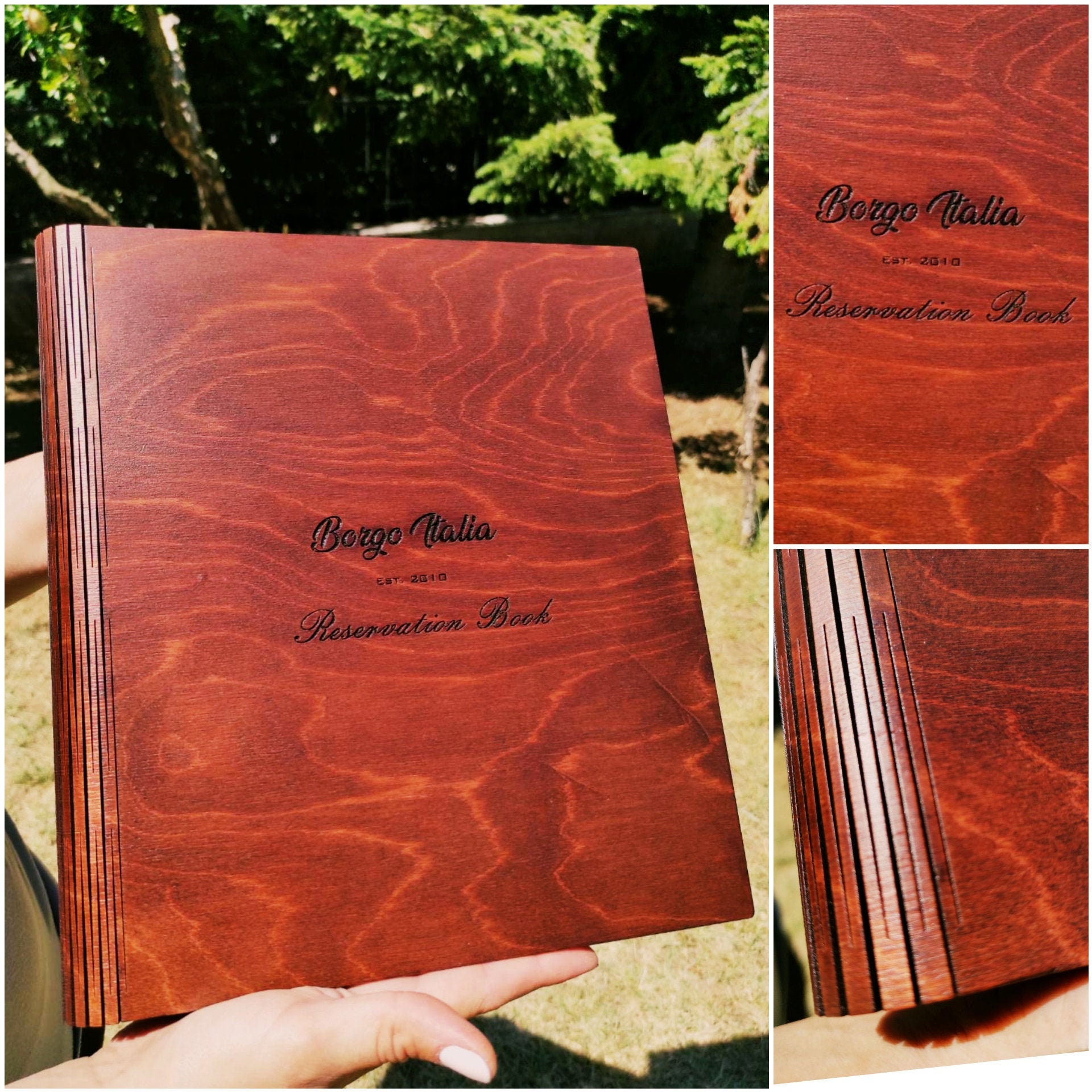 Handmade Wooden Menu Cover/Free Engraving Holder For Restaurants, Bars & Hotels, Hinges, Waterproofed Color Protected