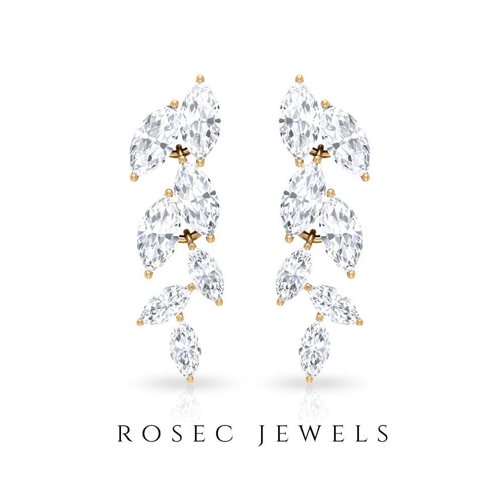 Marquise Diamond Earrings, 3/4 Ct Dangle Drop Earrings For Women