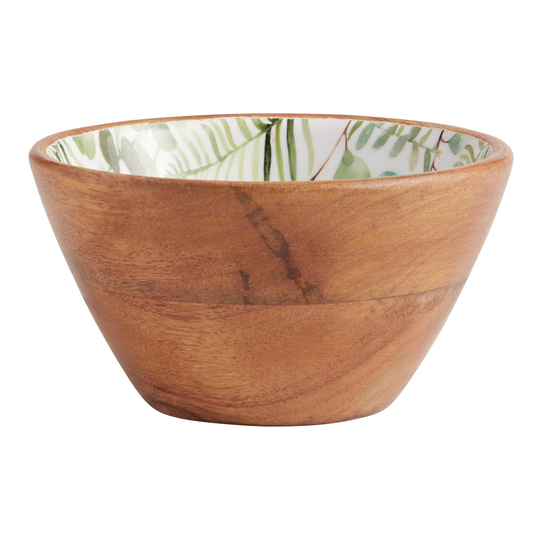 Small Green Eucalyptus Enamel Wood Bowl: Multi by World Market