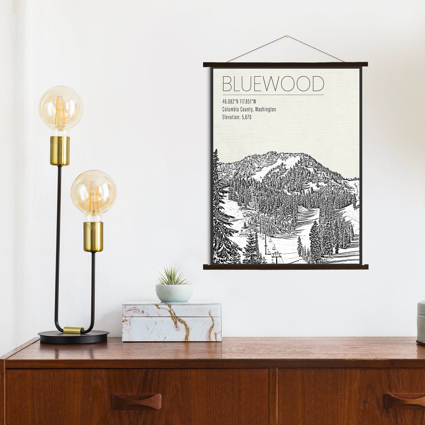 Bluewood Mountain Ski Area Washington | Hanging Canvas Of Printed Marketplace