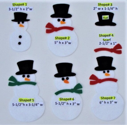 Die Cut Felt Flats-Snowman Wool Blend U Choose Shape, Color & Quantity For Applique, Crafting, Embroidery - Board41