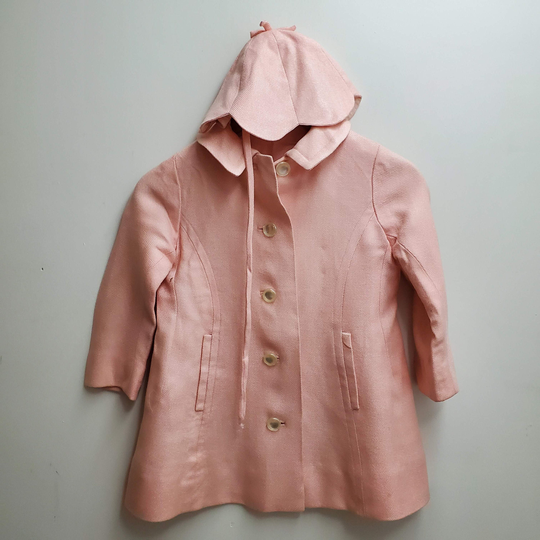 Vintage Girls Pink Wool Blend Dress Coat With Pearl Buttons & Hat - Size 4/5 Gently Worn- Winter Coat- Easter Wedding