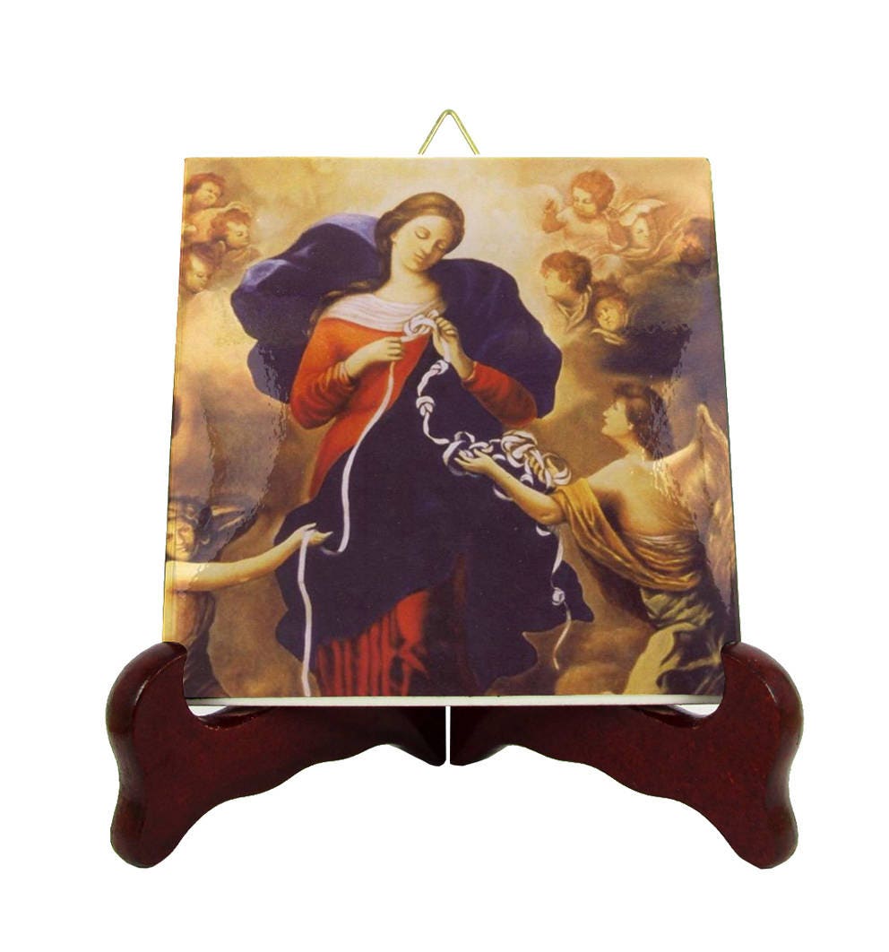 Religious Gifts - Mary Undoer Of Knots Catholic Icon Pope Francis Religious On Ceramic Tile Virgin Untier Knots
