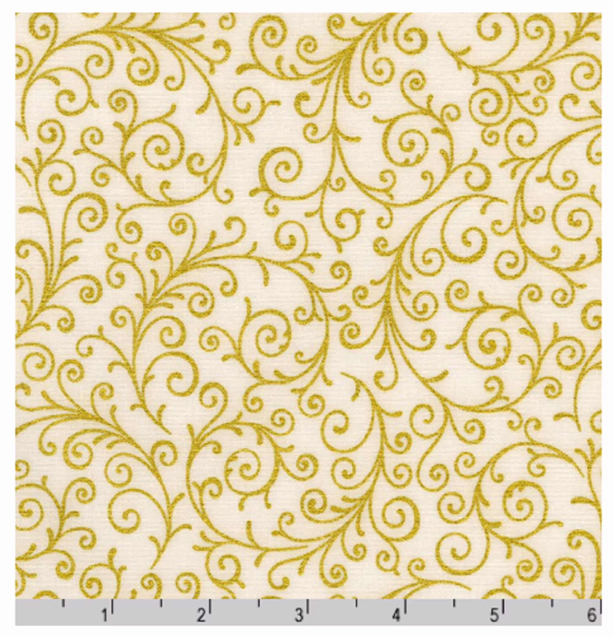 Holiday Flourish Ivory Swirls - Robert Kaufman Sold By The Yard Metallic Blender
