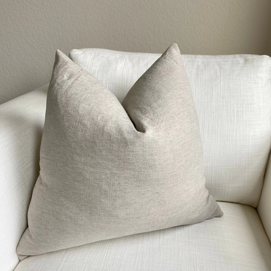 Solid Natural Beige Linen Cotton Blend Throw Pillow Cover, Cover Only Multiple Sizes Available