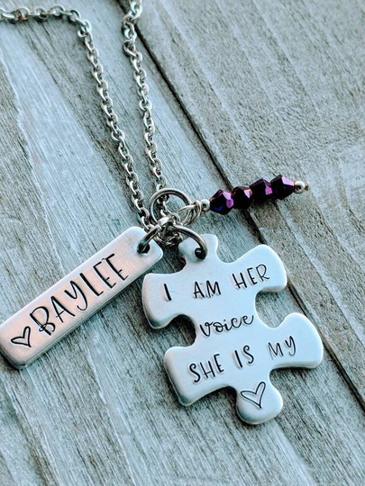 Rett Syndrome Mom. Cure Rett. Reverse Necklace, Nonverbal Child. Proud I Am Her Voice, She Is My Heart