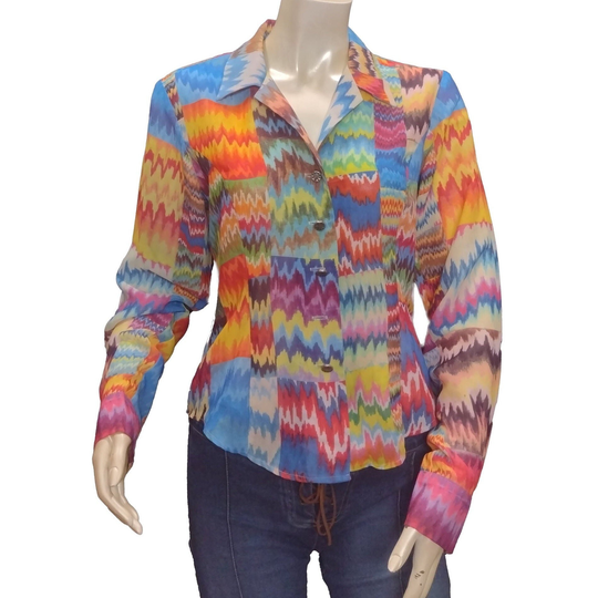 Multicolor Y2K Longsleeve Button Up Shirt Size Medium