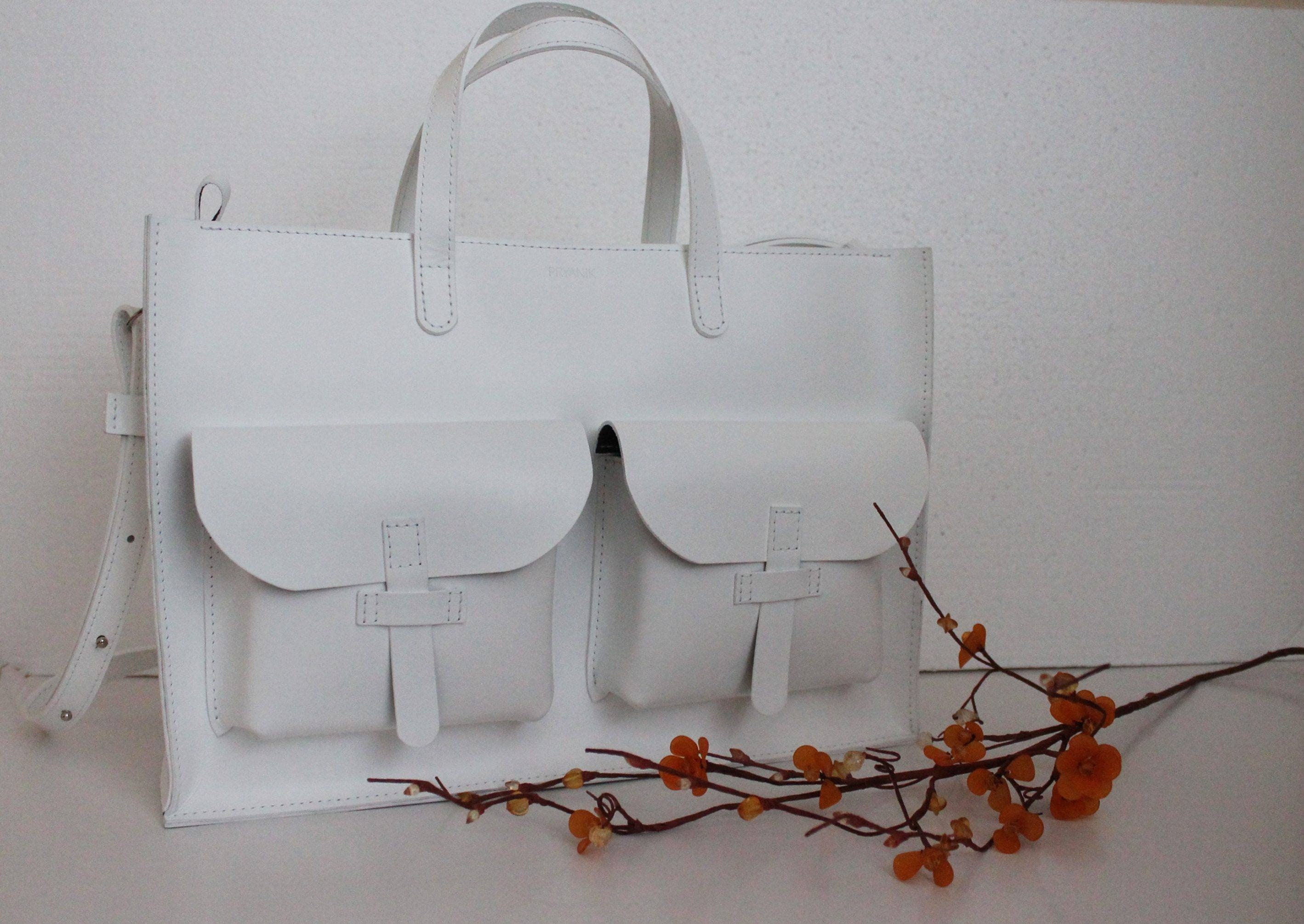 Women White Leather Briefcase - Laptop Messenger Bag For Men Personalized Satchel Handbags