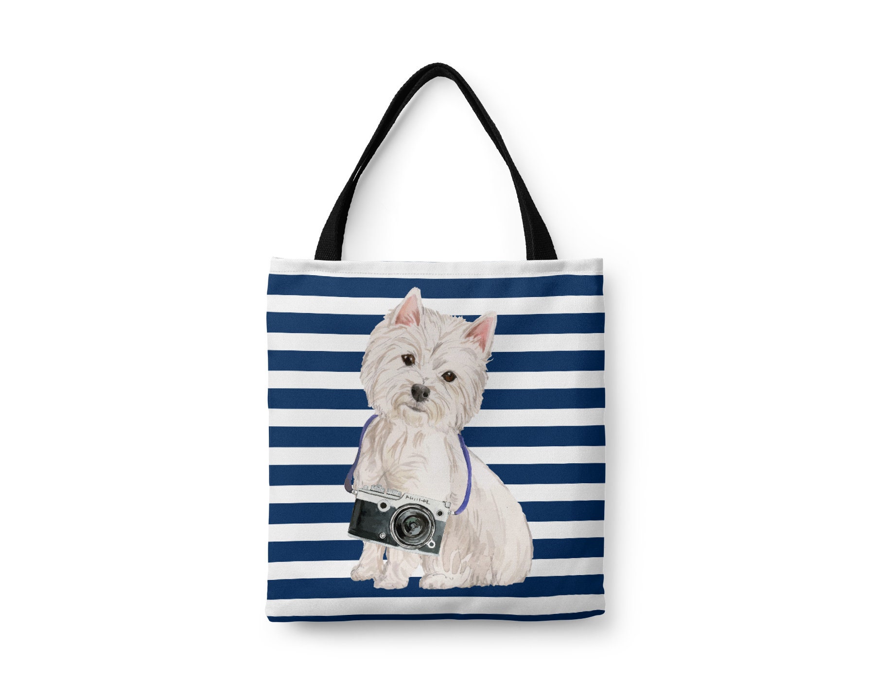 Westie Dog Tote Bag Illustrated Dogs & 6 Travel Inspired Styles. All Purpose For Work & Life. West Highland Terrier Shoulder Bag