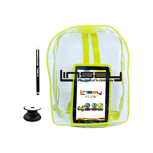 Linsay 7" Tablet with Holder, Pen, Case, and Backpack, Wi-Fi, 2GB RAM, 32GB (Android), Black/Yellow (F7UHDKIDSBAGP)