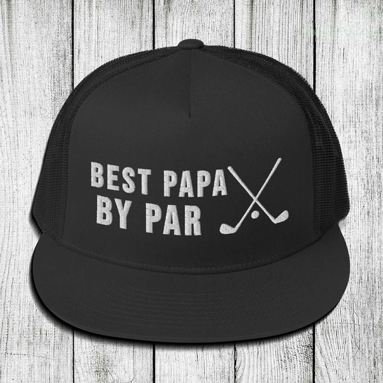 Funny Best Papa By Par Trucker Hat, Golf Grandpa Embroidery Father's Day Cap, Gift For Golfer