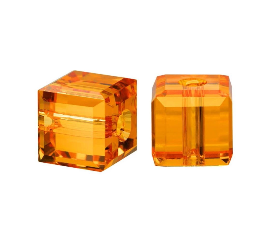 U Pick Authentic Swarovski 4mm 6mm 8mm #5601 Topaz Yellow Cube Crystal Beads November Birthstone For Earrings Bracelet Jewelry Craft Making